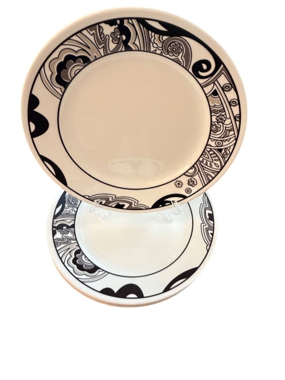 Corelle Black White Paisley Salad Plates set of 5 Vitrelle 8”‎